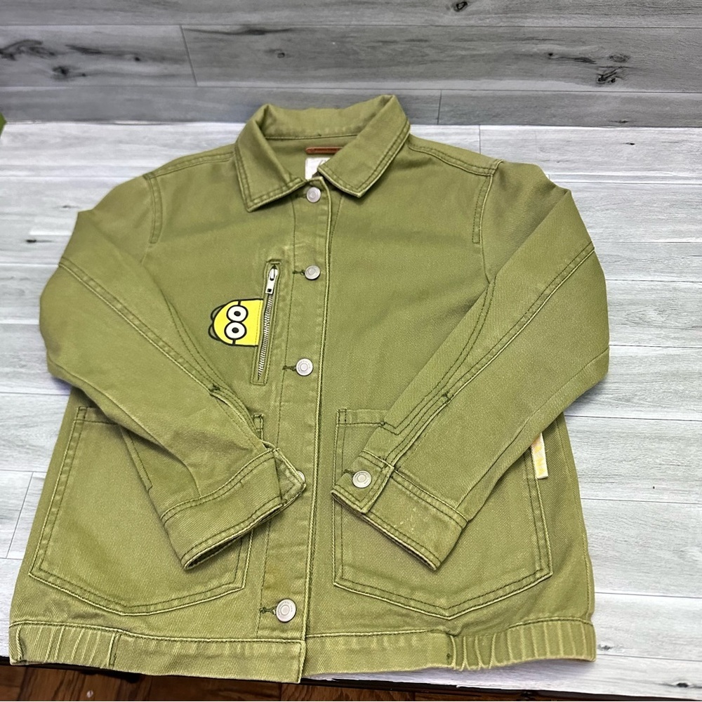 Zara Kids Olive Jacket Minions with Fun Cartoon Design size 11-12 Unisex - Picture 5 of 12